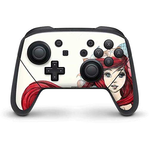 Skinit Decal Gaming Skin Compatible with Nintendo Switch Pro Controller - Officially Licensed Disney The Little Mermaid Ariel Illustration Design