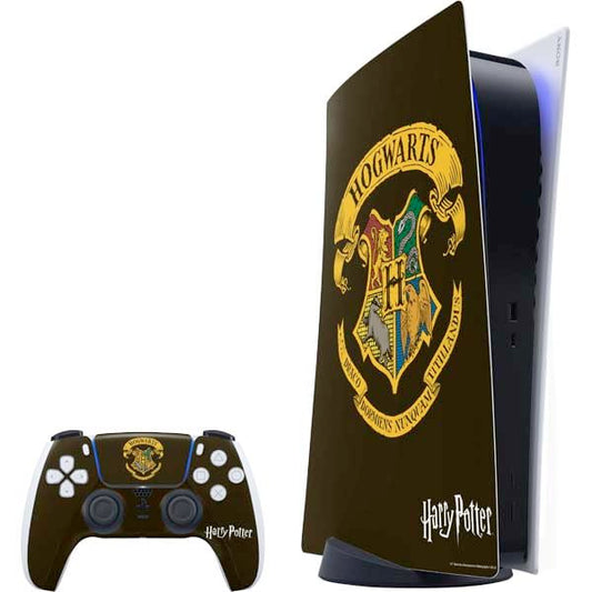 Skinit Decal Gaming Skin Compatible with PS5 Bundle - Officially Licensed Wizarding World Harry Potter Hogwarts Houses Crest Design