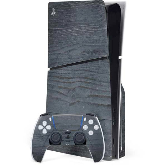 Skinit Decal Gaming Skin Compatible with PS5 Slim Disk Bundle - Charcoal Wood Design