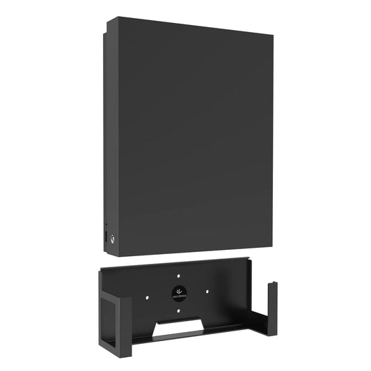 Monzlteck Wall Mount for Xbox One X - All Metal Vertical Bracket, Black, Power Button Left/Right, Not Compatible with One Original