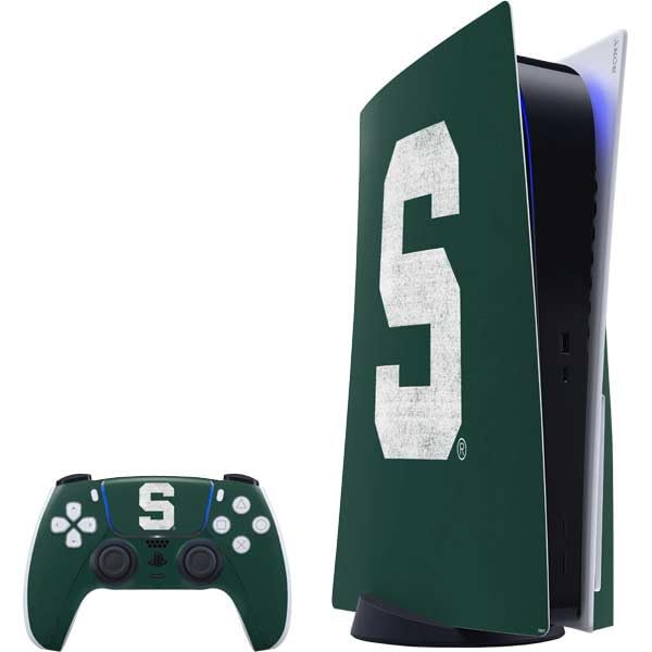 Skinit Decal Gaming Skin Compatible with PS5 Bundle - Officially Licensed Michigan State University Spartans Away Grey S Design
