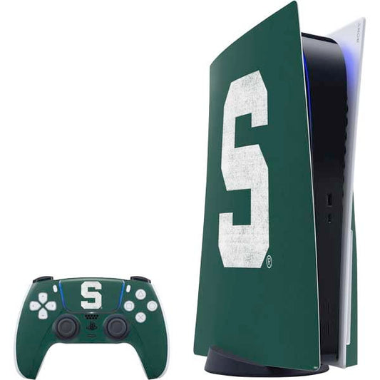 Skinit Decal Gaming Skin Compatible with PS5 Bundle - Officially Licensed Michigan State University Spartans Away Grey S Design