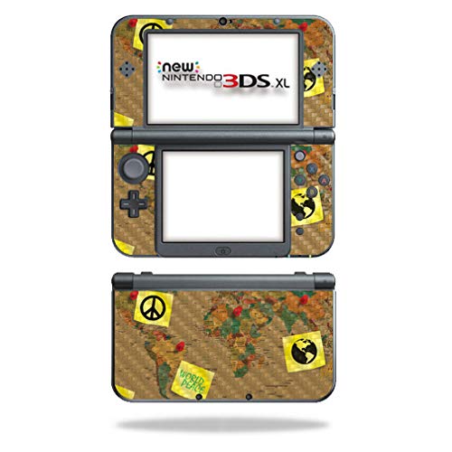 MightySkins Carbon Fiber Skin for Nintendo New 3DS XL (2015) - World Peace | Protective  Durable Textured Carbon Fiber Finish | Easy to Apply  Remove  and Change Styles | Made in The USA