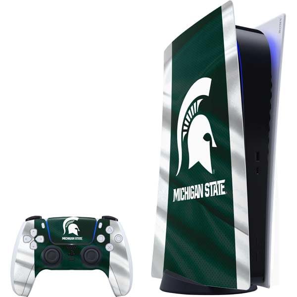 Skinit Decal Gaming Skin Compatible with PS5 Bundle - Officially Licensed Michigan State University Away Grey Jersey Design