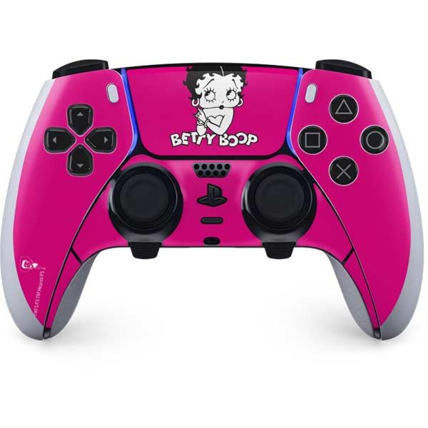 Skinit Decal Gaming Skin Compatible with PS5 DualSense Edge Pro Controller - Officially Licensed Betty Boop Pink Background Design