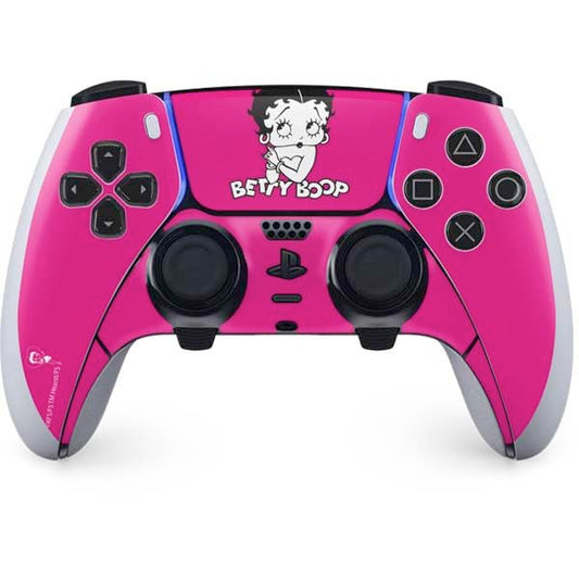 Skinit Decal Gaming Skin Compatible with PS5 DualSense Edge Pro Controller - Officially Licensed Betty Boop Pink Background Design