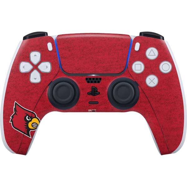 Skinit Decal Gaming Skin Compatible with PS5 Controller - Officially Licensed University of Louisville Red Background Design