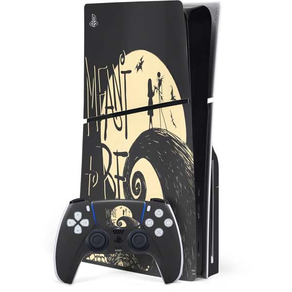 Skinit Decal Gaming Skin Compatible with PS5 Slim Disk Bundle - Officially Licensed Disney The Nightmare Before Christmas Jack and Sally Meant to Be Design