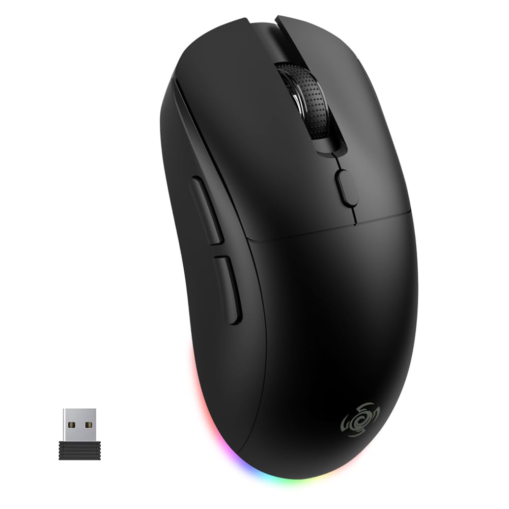 LORERAN Wireless Gaming Mouse, Optical Tri-Mode RGB Mouse with 2.4G USB Receiver, 6-Level 4800 DPI, Ergonomic Gamer Mouse, 6 Mac