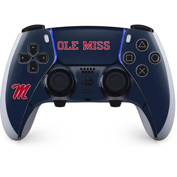 Skinit Decal Gaming Skin Compatible with PS5 DualSense Edge Pro Controller - Officially Licensed University of Mississippi Ole Miss Blue Design
