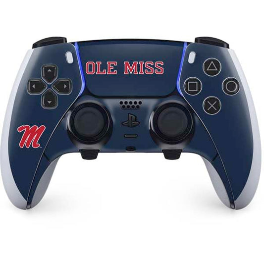 Skinit Decal Gaming Skin Compatible with PS5 DualSense Edge Pro Controller - Officially Licensed University of Mississippi Ole Miss Blue Design