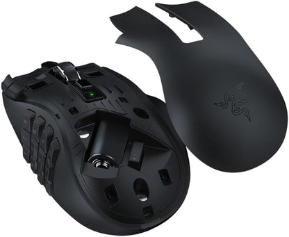 Razer Naga V2 HyperSpeed Wireless MMO Gaming Mouse - 19 Programmable Buttons, Black, Renewed
