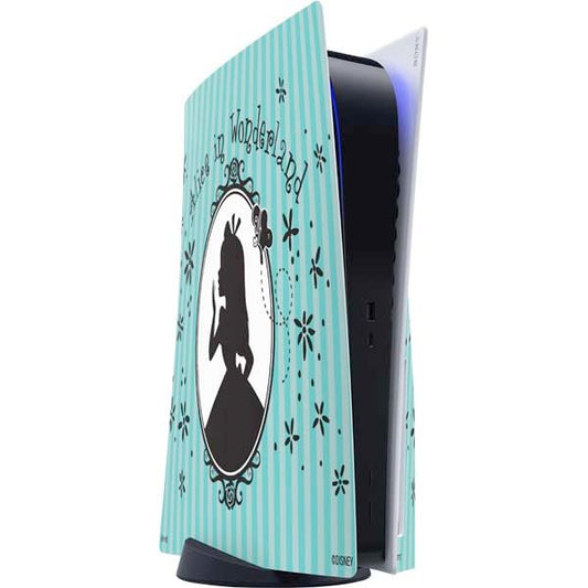 Skinit Decal Gaming Skin Compatible with PS5 Console - Officially Licensed Disney Alice in Wonderland (Animated) Silhouette in The Mirror Design