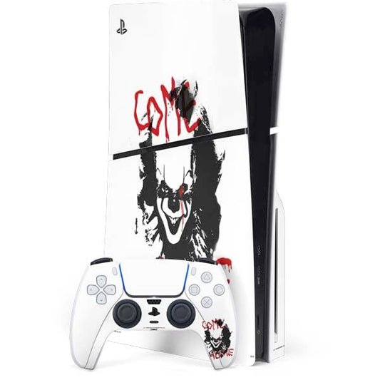 Skinit Decal Gaming Skin Compatible with PS5 Slim Disk Bundle - Officially Licensed Warner Bros IT Volume 2 It Come Home Design