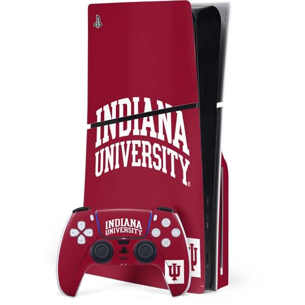 Skinit Decal Gaming Skin Compatible with PS5 Slim Disk Bundle - Officially Licensed Indiana University Hoosiers Design