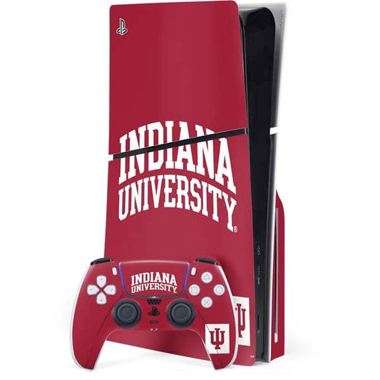 Skinit Decal Gaming Skin Compatible with PS5 Slim Disk Bundle - Officially Licensed Indiana University Hoosiers Design