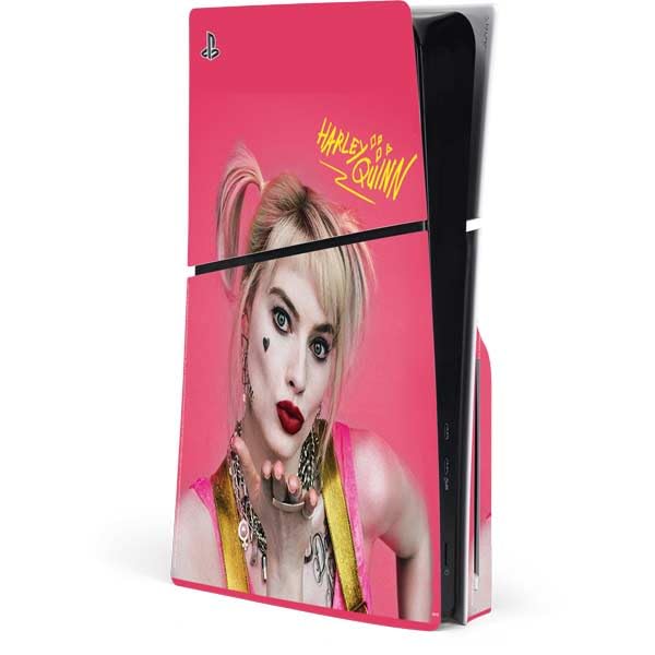 Skinit Decal Gaming Skin Compatible with PS5 Slim Disk Console - Officially Licensed DC Comics Harley Quinn Blowing Kisses Design