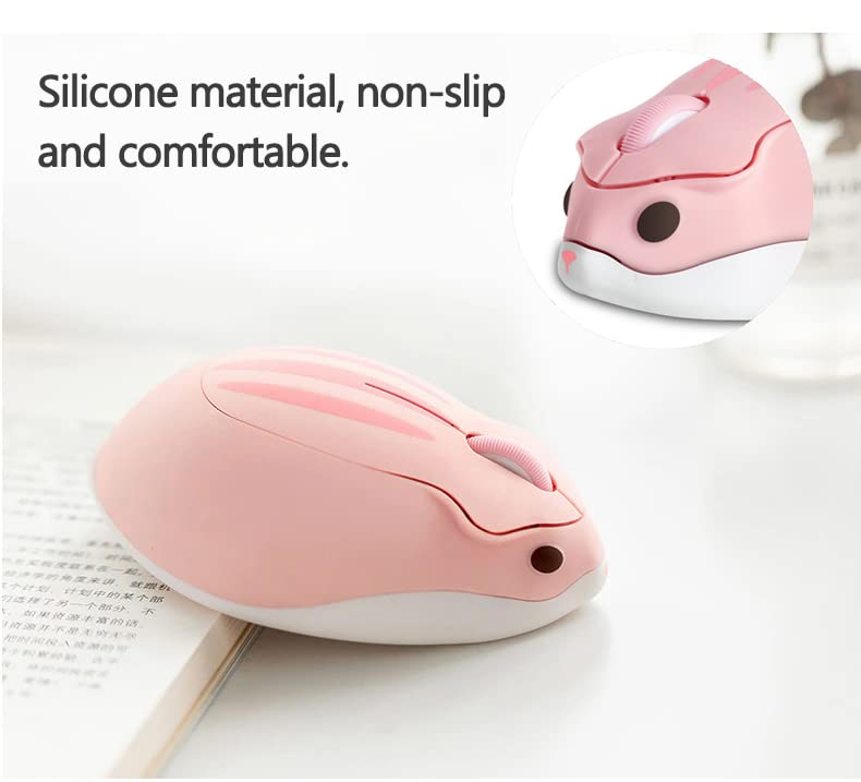 Super Space Wireless Bluetooth Hamster Mouse - 1200DPI Portable Cordless for iPad Pro, Laptop, Mac - Pink