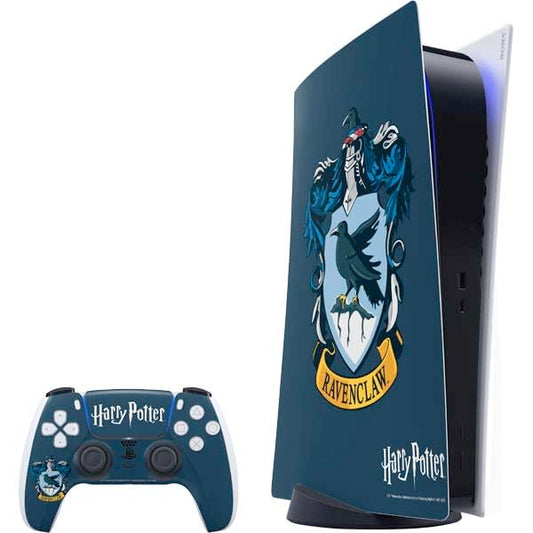 Skinit Decal Gaming Skin Compatible with PS5 Bundle - Officially Licensed Wizarding World Harry Potter Ravenclaw House Crest Design