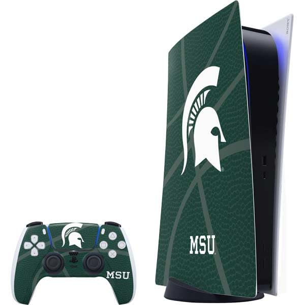 Skinit Decal Gaming Skin Compatible with PS5 Bundle - Officially Licensed Michigan State University Green Basketball Design