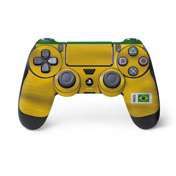 Skinit Decal Gaming Skin Compatible with PS4 Controller - Brazil Soccer Flag Design