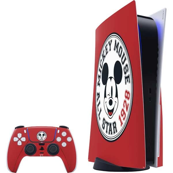 Skinit Decal Gaming Skin Compatible with PS5 Bundle - Officially Licensed Disney Mickey Mouse All Star 1928 Design