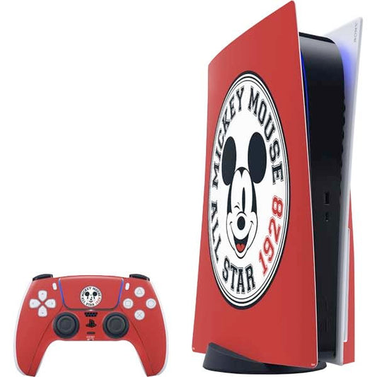 Skinit Decal Gaming Skin Compatible with PS5 Bundle - Officially Licensed Disney Mickey Mouse All Star 1928 Design