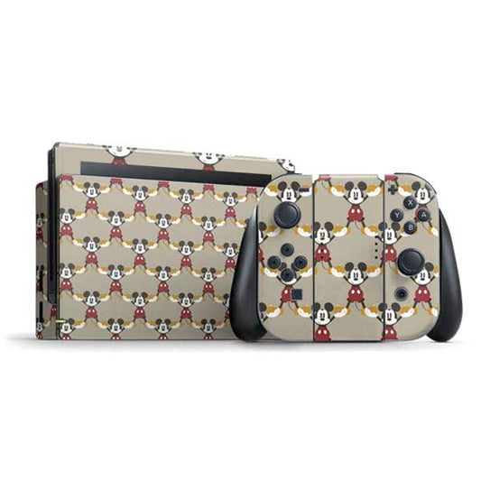 Skinit Decal Gaming Skin Compatible with Nintendo Switch Bundle - Officially Licensed Disney Mickey Mouse Pattern Formation Design