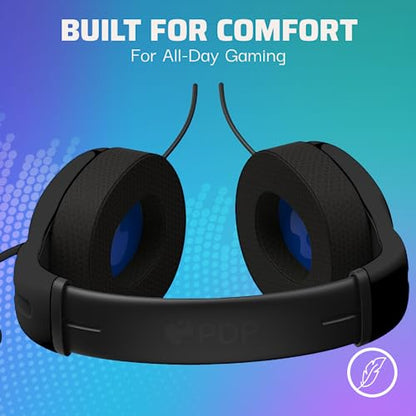 PDP AIRLITE Wired Stereo Gaming Headset - Lightweight, Noise-Canceling Mic, 3.5mm Jack, Compatible with PS5/PS4/PS3/PC, Black