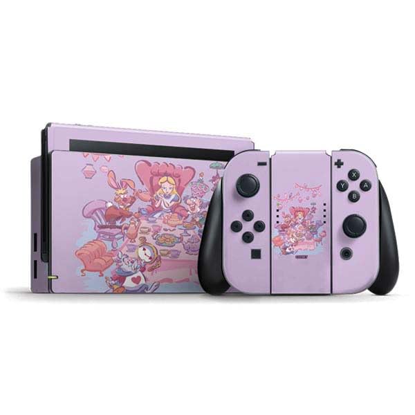 Skinit Decal Gaming Skin Compatible with Nintendo Switch Bundle - Officially Licensed Disney Alice in Wonderland (Animated) Mad Tea Party Design