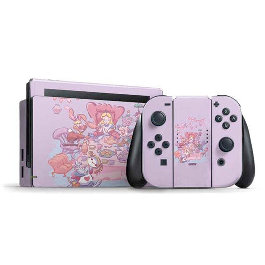 Skinit Decal Gaming Skin Compatible with Nintendo Switch Bundle - Officially Licensed Disney Alice in Wonderland (Animated) Mad Tea Party Design