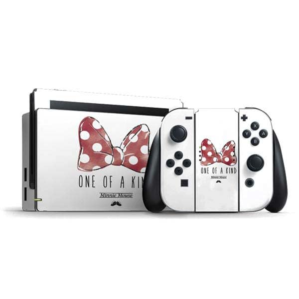 Skinit Decal Gaming Skin Compatible with Nintendo Switch Bundle - Officially Licensed Disney Minnie Mouse One of A Kind Bow Design