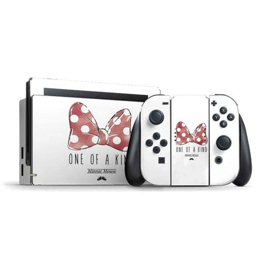 Skinit Decal Gaming Skin Compatible with Nintendo Switch Bundle - Officially Licensed Disney Minnie Mouse One of A Kind Bow Design