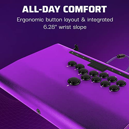 PDP Victrix Pro FS-12 ESports Fight Stick for PS5/PS4/PC, 12-Button, Ergonomic Joystick, Purple