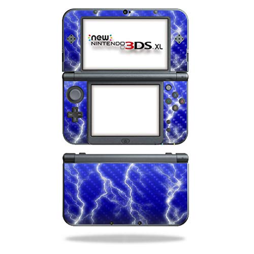 MightySkins Carbon Fiber Skin for Nintendo New 3DS XL (2015) - Lightning Storm | Protective  Durable Textured Carbon Fiber Finish | Easy to Apply  Remove  and Change Styles | Made in The USA