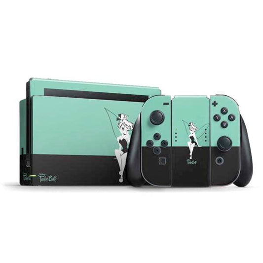 Skinit Decal Gaming Skin Compatible with Nintendo Switch Bundle - Officially Licensed Disney Tinker Bell Color Block Design