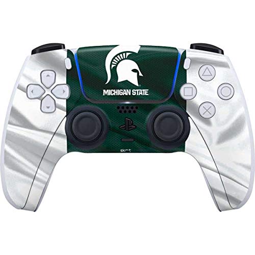 Skinit Decal Gaming Skin Compatible with PS5 Controller - Officially Licensed Michigan State University Away Grey Jersey Design