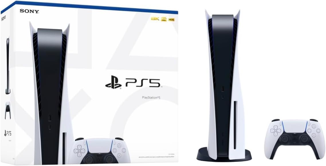 Sony Playstation 5 Disc Edition 825GB Gaming Console + 1 Wireless Dual Charger Dock Controller for PS5 (Renewed)