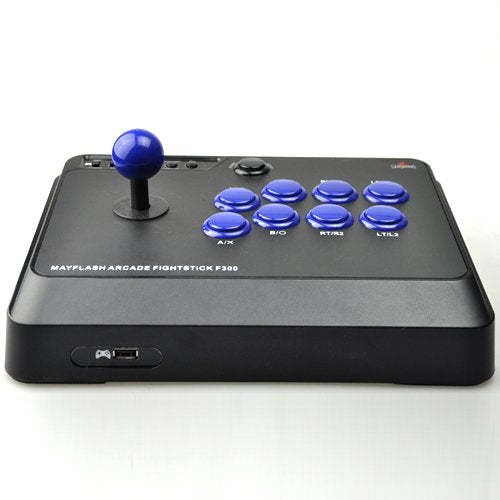 MAYFLASH F300 Arcade Fight Stick for Switch, PS4, Xbox - Black/Blue, 33.02x55.88x27.94 cm, Compatible with Windows and macOS