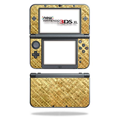 MightySkins Carbon Fiber Skin for Nintendo New 3DS XL (2015) - Gold Tiles | Protective  Durable Textured Carbon Fiber Finish | Easy to Apply  Remove  and Change Styles | Made in The USA