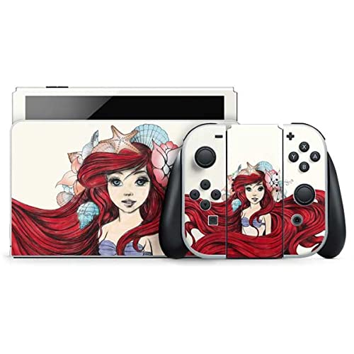 Skinit Decal Gaming Skin Compatible with Nintendo Switch OLED (2021) - Officially Licensed Disney The Little Mermaid Ariel Illustration Design
