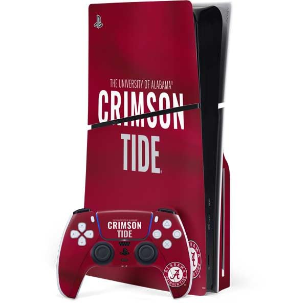 Skinit Decal Gaming Skin Compatible with PS5 Slim Disk Bundle - Officially Licensed University of Alabama Crimson Pride Design