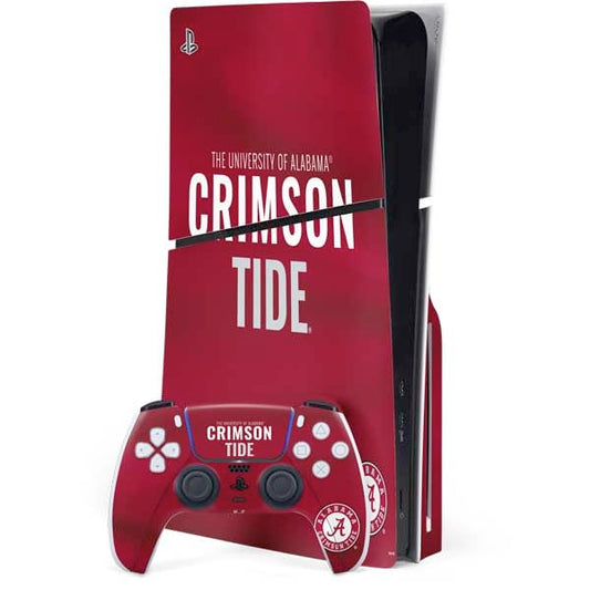 Skinit Decal Gaming Skin Compatible with PS5 Slim Disk Bundle - Officially Licensed University of Alabama Crimson Pride Design