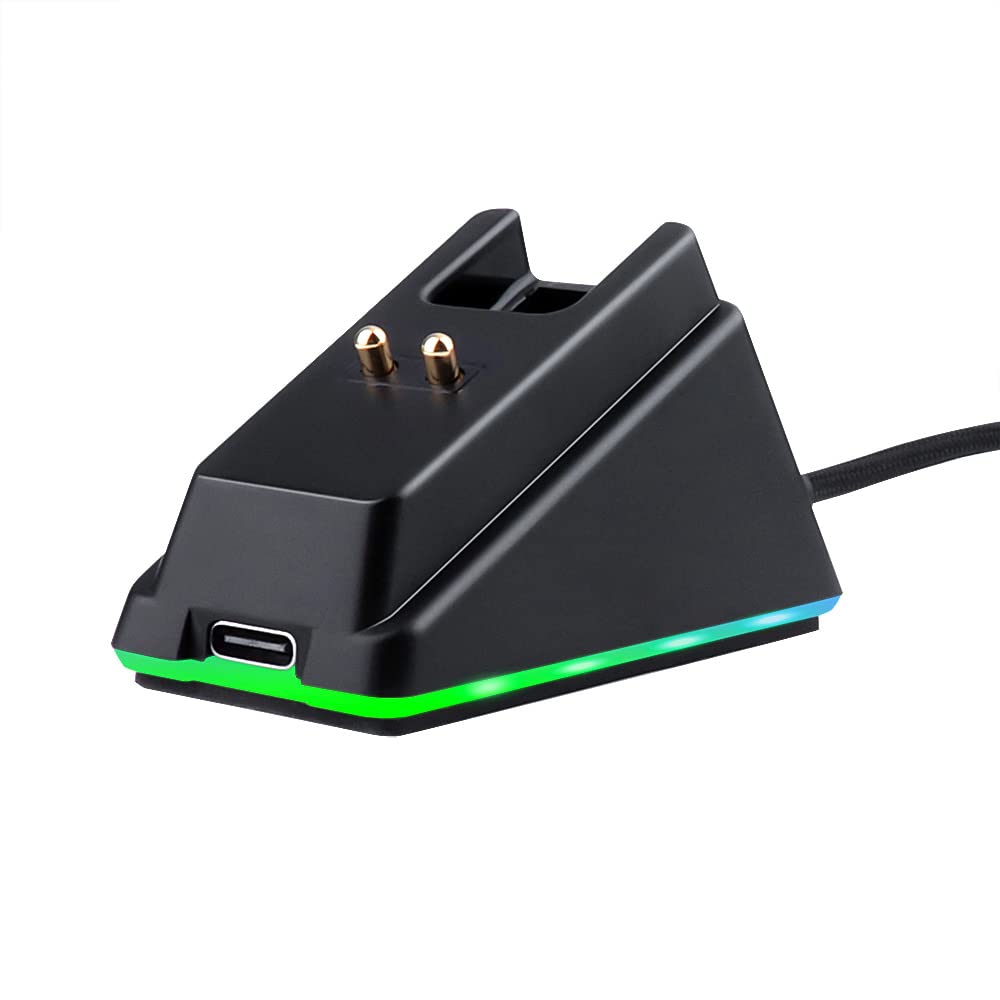 HUYUN RGB Charger Dock for Razer Mice with USB Cable - Compatible with Basilisk, Viper Ultimate, Naga Pro, Deathadder v2 Pro