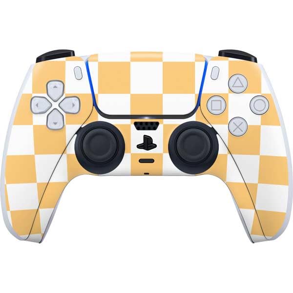 Skinit Decal Gaming Skin Compatible with PS5 Controller - Yellow and White Checkerboard Design