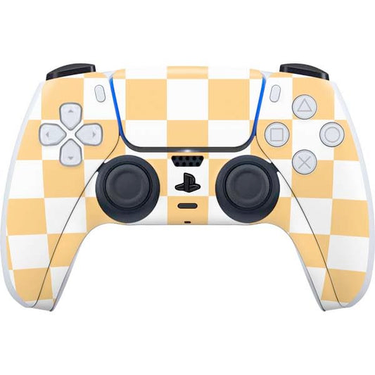 Skinit Decal Gaming Skin Compatible with PS5 Controller - Yellow and White Checkerboard Design