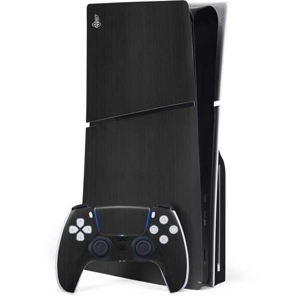 Skinit Decal Gaming Skin Compatible with PS5 Slim Disk Bundle - Ebony Wood Design