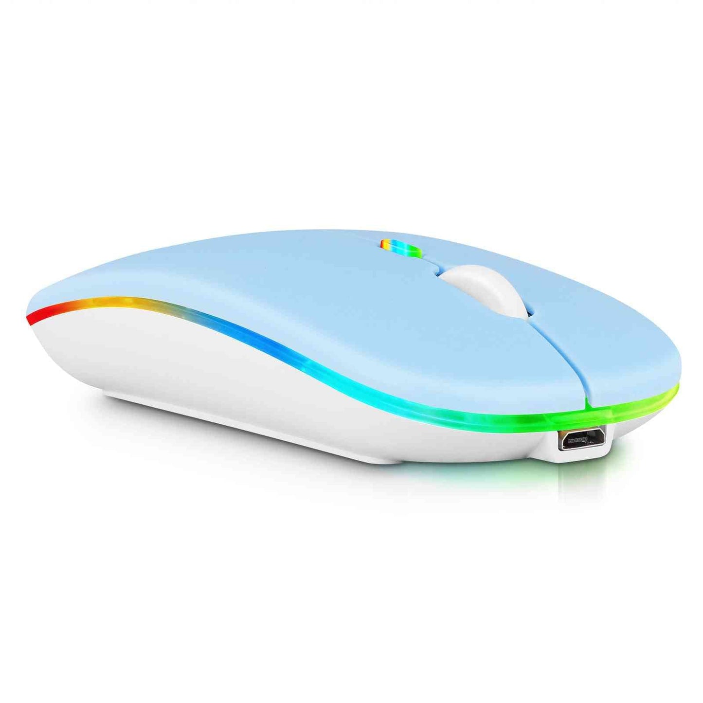 UrbanX Bluetooth Rechargeable Mouse - Wireless for Laptop/PC/Mac/iPad Pro - RGB LED Sky Blue - Model UXM030