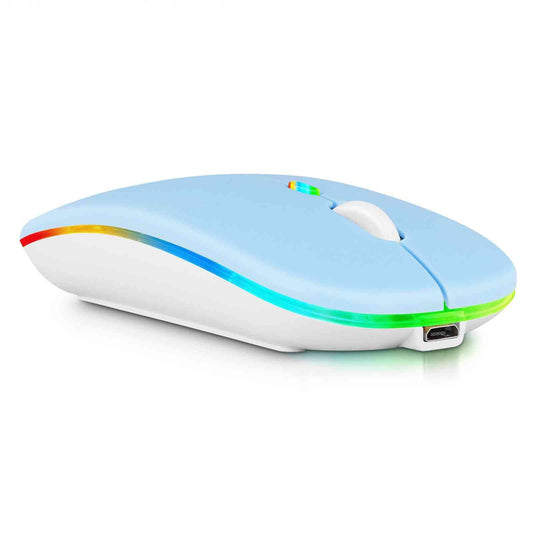 UrbanX Bluetooth Rechargeable Mouse - Wireless for Laptop/PC/Mac/iPad Pro - RGB LED Sky Blue - Model UXM030