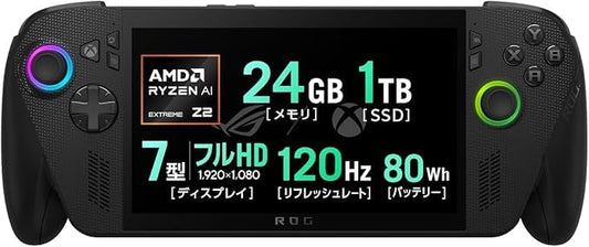 ASUS ROG Xbox Ally X Gaming Handheld  7  FHD 120Hz  AMD Ryzen AI Z2 Extreme  24 GB LPDDR5  1TB SSD  Win 11  Long Battery Life 22.3 Hours  Portable Weight  Black (Japan Version)